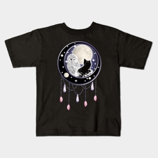 A CAT AND AN OWL MOONLIT DREAMS Kids T-Shirt